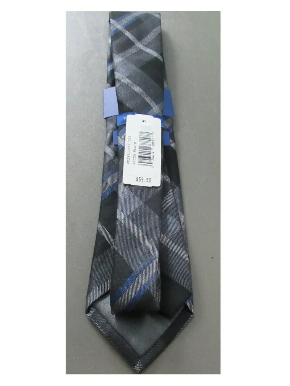 Vince Camuto Mens Zecca Plaid 3'' Silk Blend Neck Tie, Black/Gray, One Size